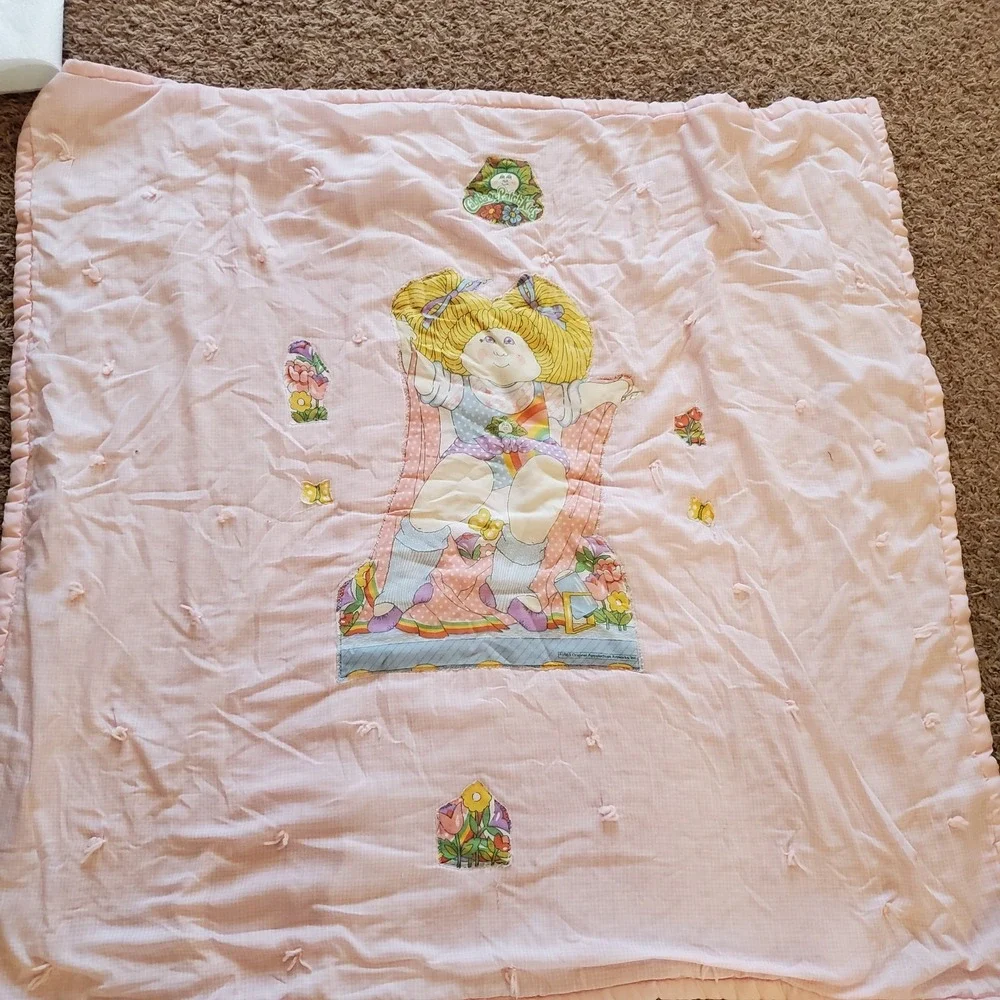 Homemade Cabbage Patch Kids Babies Blanket Quilt 1983‎ Dance Leg Warmers Pink
